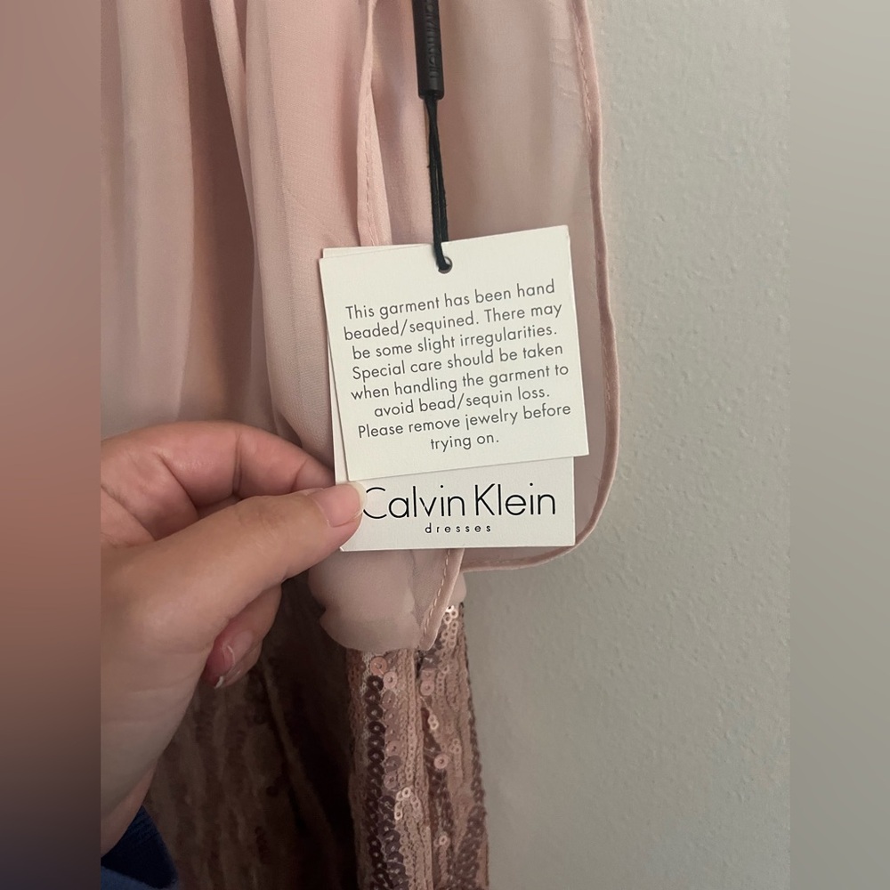 Calvin Klein Pink Sequin Blouson Dress Size 6 – Cocktail / Wedding Guest - Picture 4 of 8